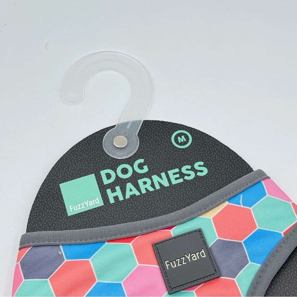 Fuzz Yard Grey Colorful Hexagon Print Adjustable Harness Dog’s Size Medium