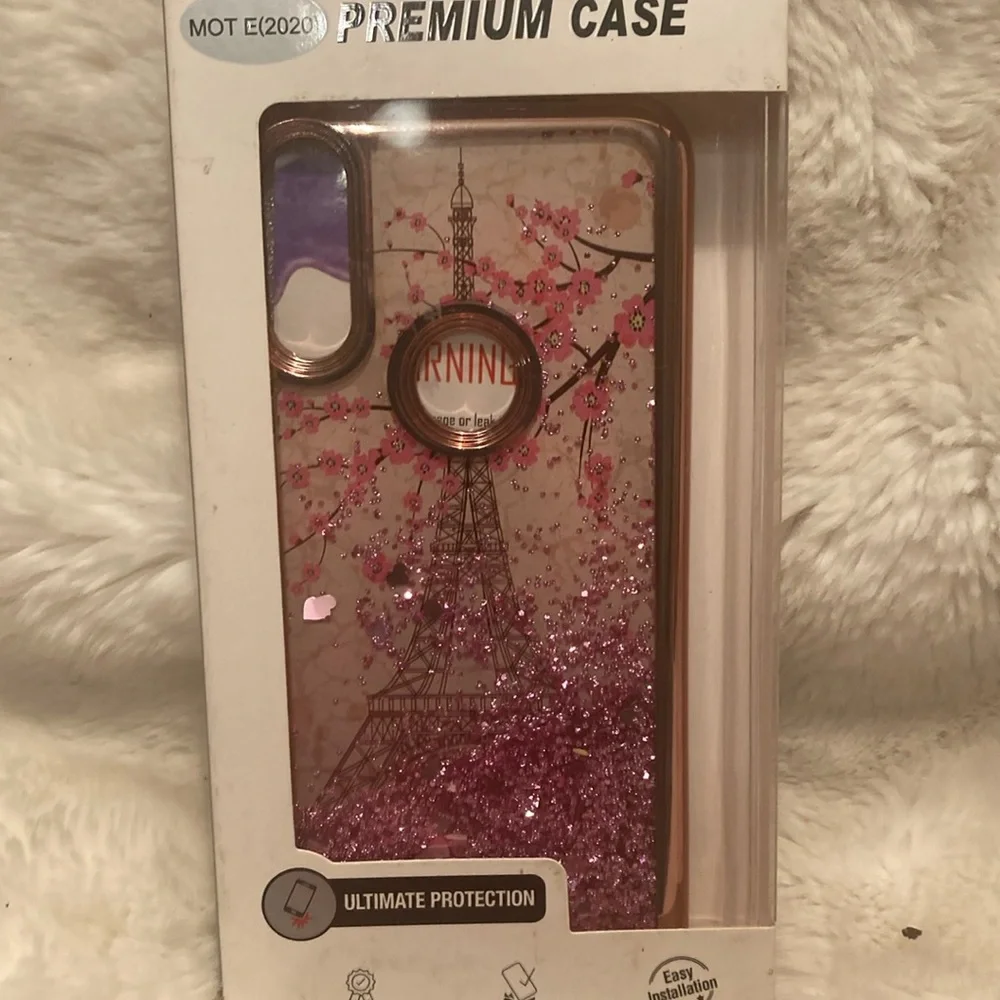 Glitter Paris, cell phone case MOT E(2020) NWT