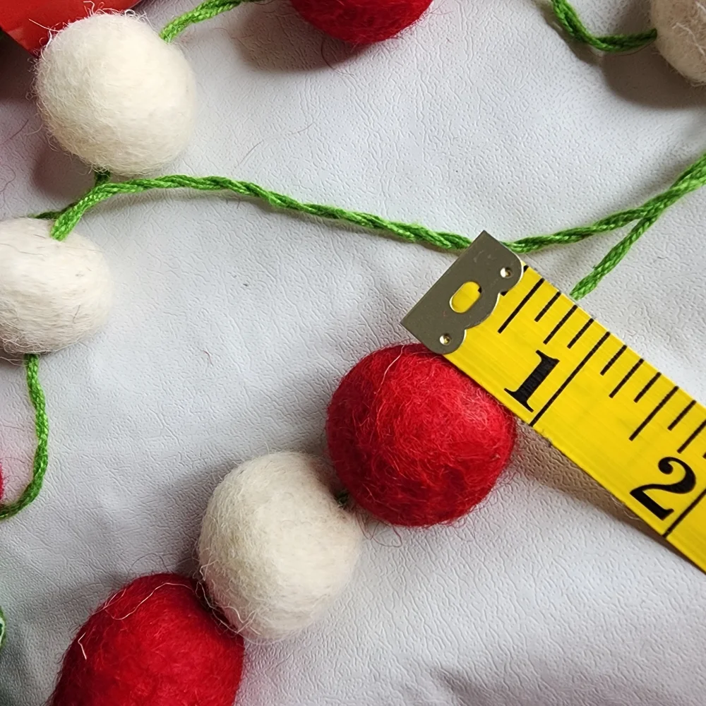 Christmas Garland 6 Foot Felted Red Green Holly Berry Leaves 72