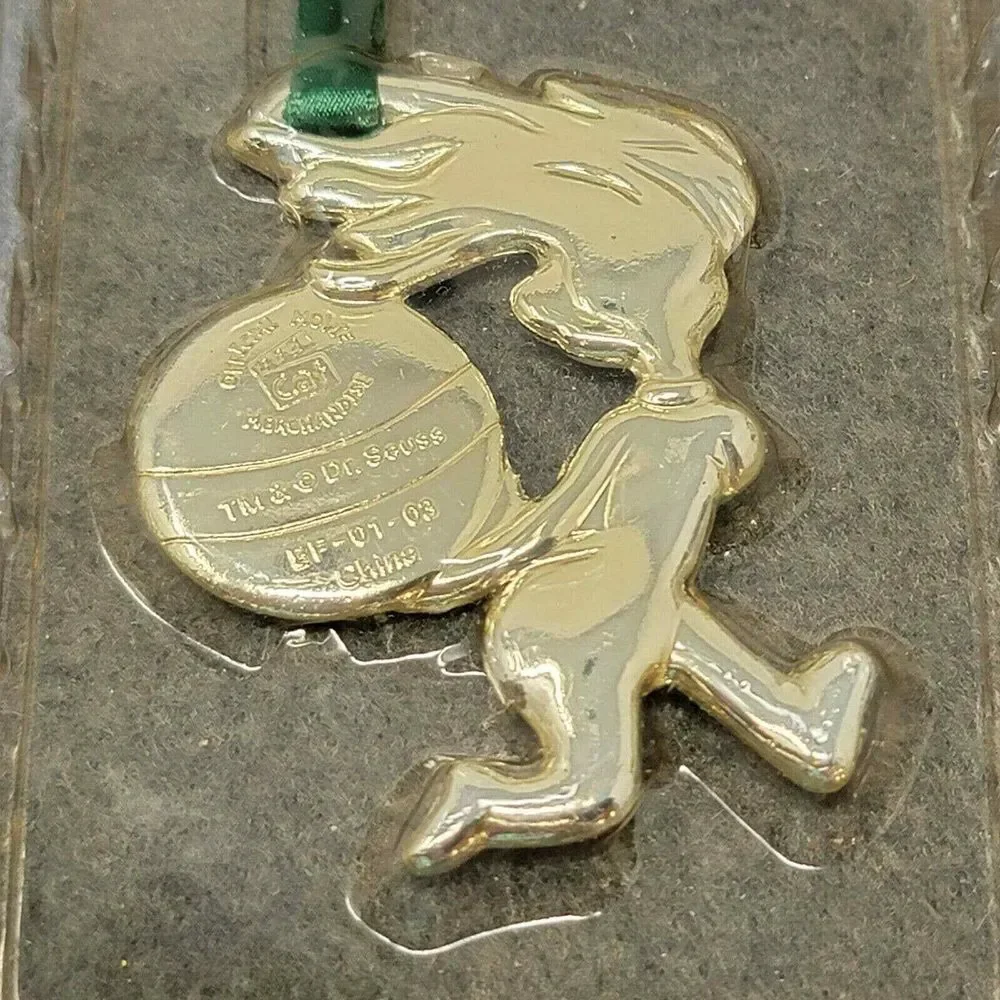 Dr. Suess Cat in the Hat Christmas Ornaments Burger King Silver Plated Set of 3