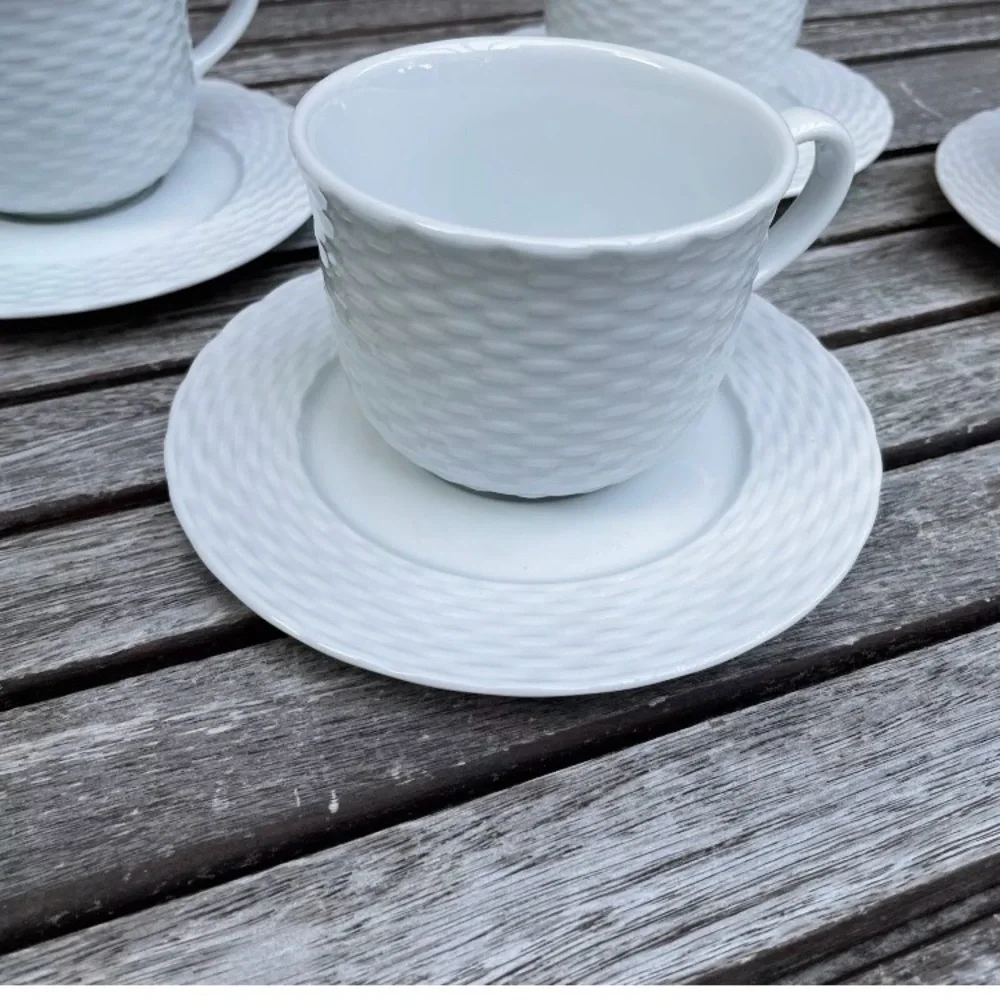 Williams Sonoma White Textured Mug and Saucer