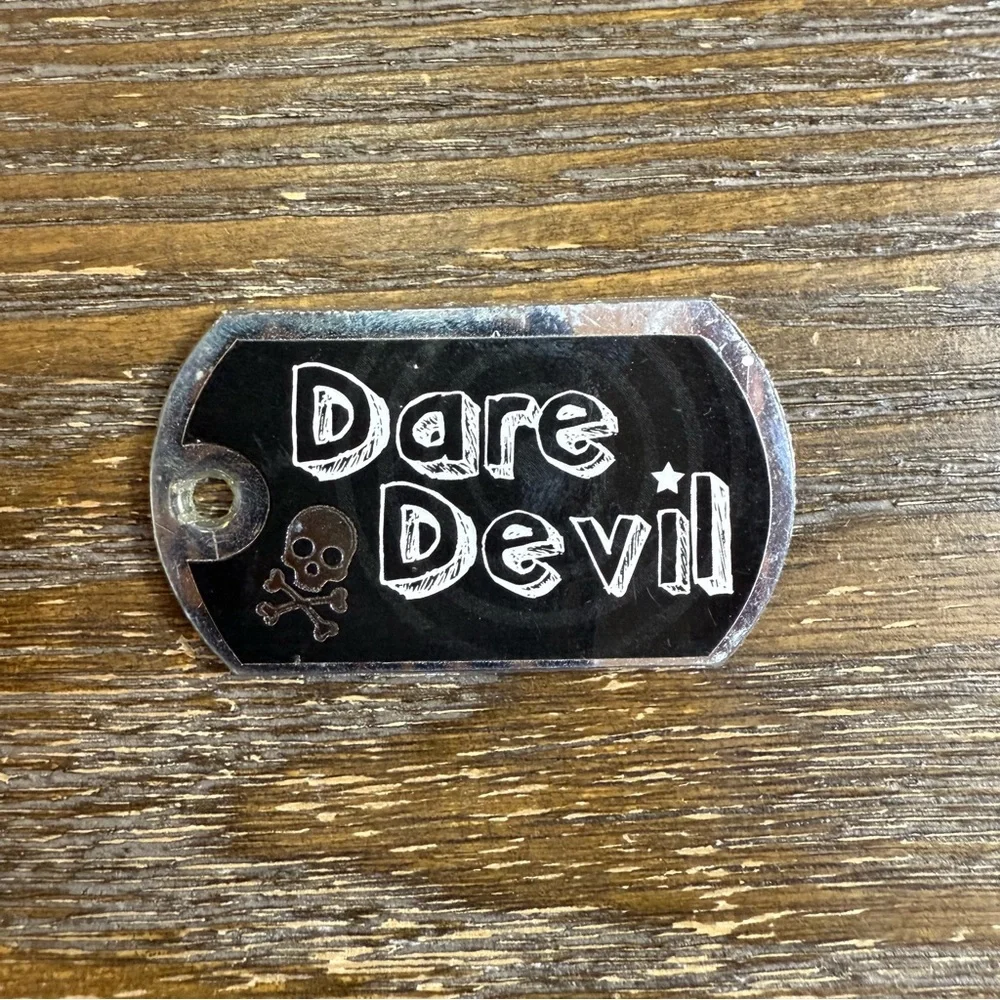 Kids Dare Devil Dog Tag Pendant - Black, Blue and Silver