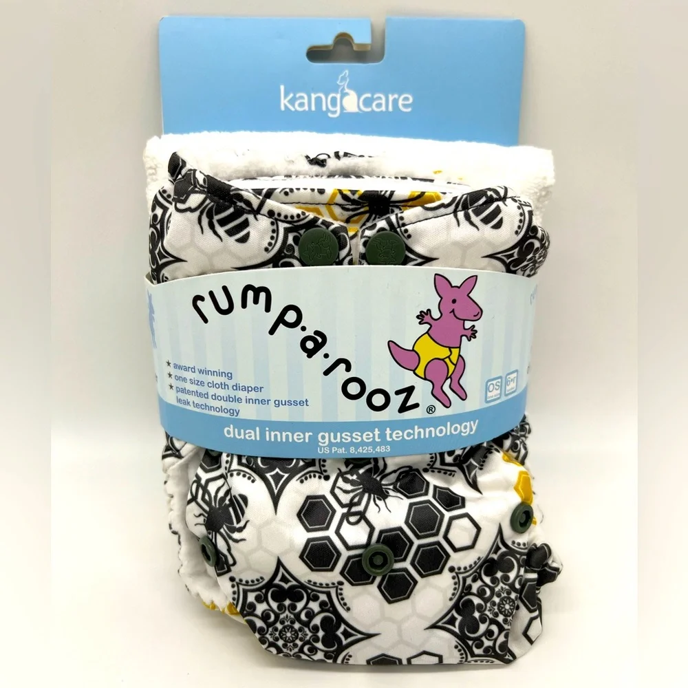 NWT Rumparooz One Size Cloth Pocket Diaper Snap, Save the Bees 🐝