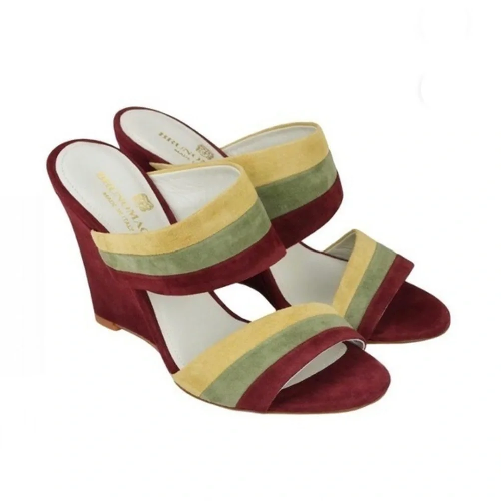 Bruno Magli SUEDE SLIP-ON WEDGE-SPICE COMBO, NIB