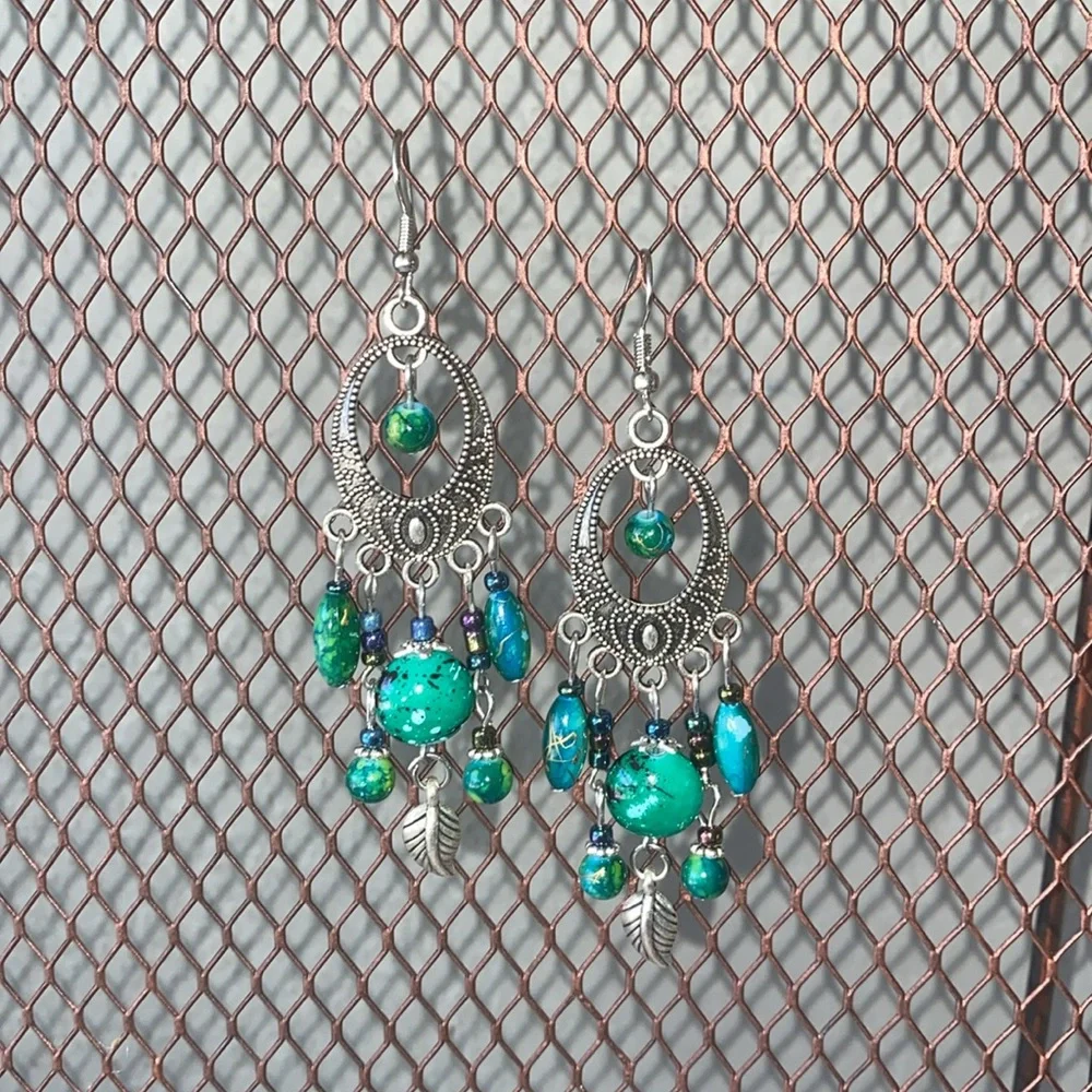 Myra Bag Blue and Silver Boho Earrings