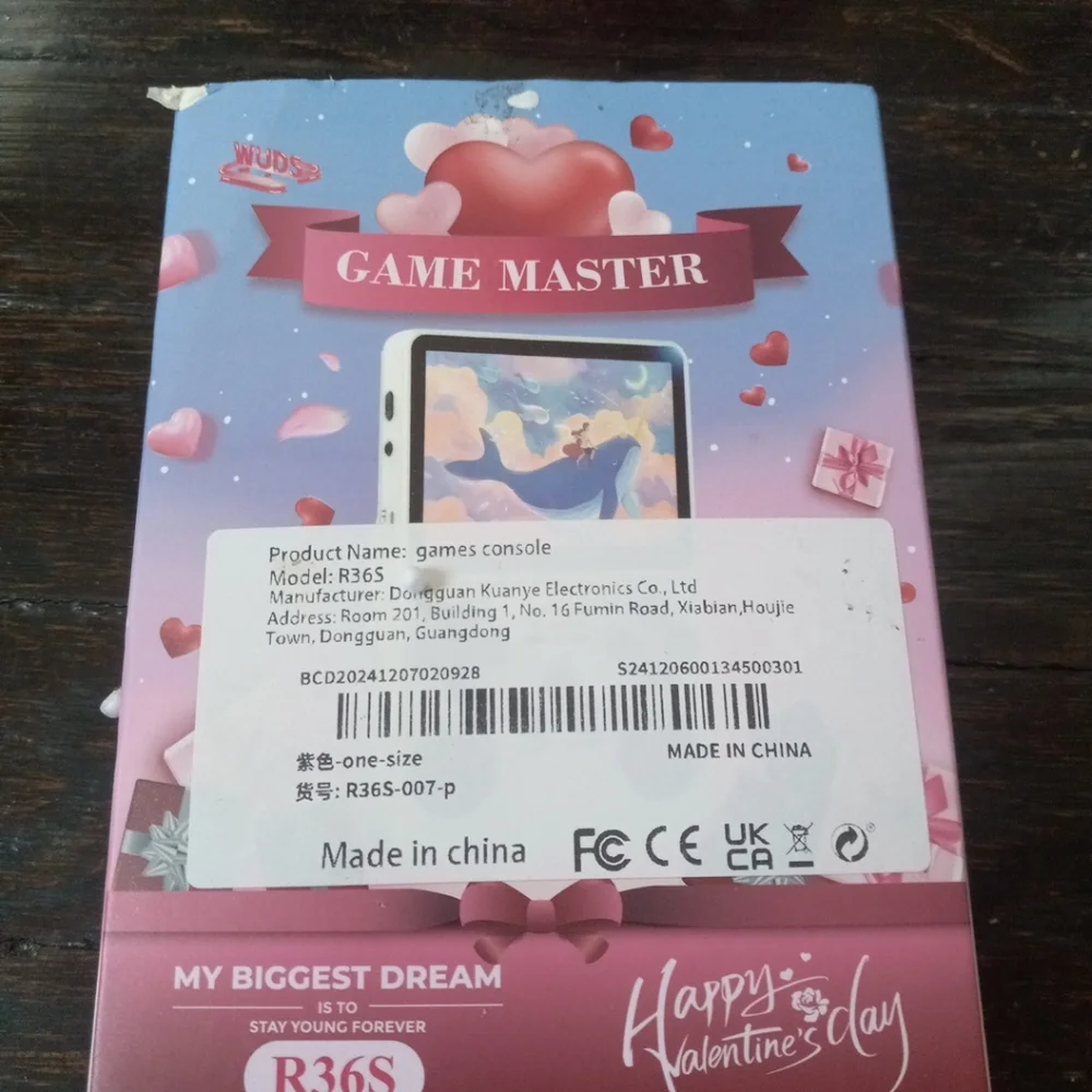 WUDS GAME MASTERS R36S EMULATOR LINUX ARC OS 2.0 Pink Box Console Purple Used