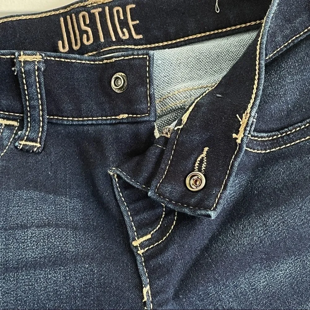 Justice Girls Mid Rise Dark Wash Jegging Jeans Size 8 Like New Condition