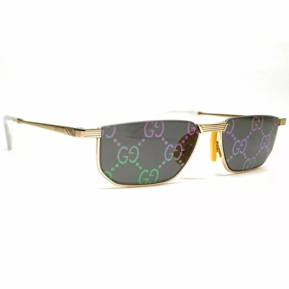 Gucci Men's Rectangle Gold Sunglasses