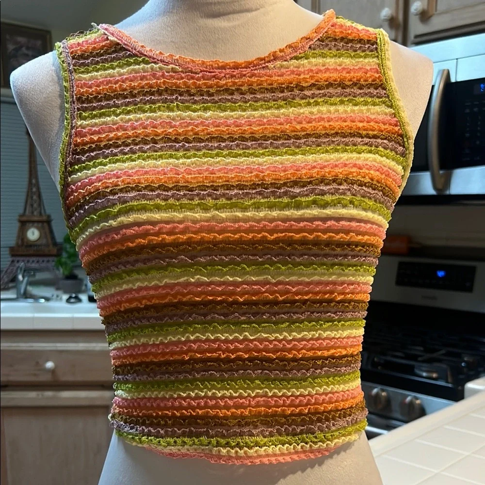 New Striped Multicolor Sleeveless Top size Medium