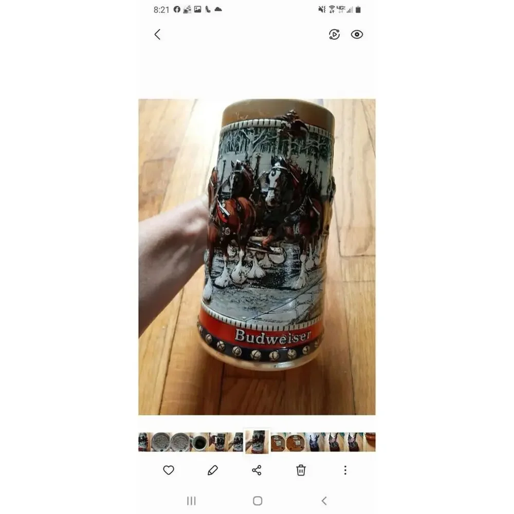 *VINTAGE* 1988 Budweiser Beer Stein Collector’s series Holiday Mug