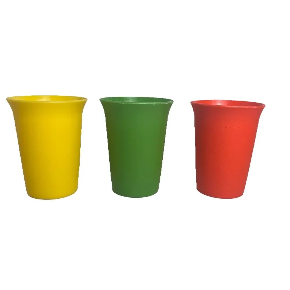 Tupperware Vintage Style Bell Tumblers 7oz Kids Cups Lot Harvest Primary COLORS