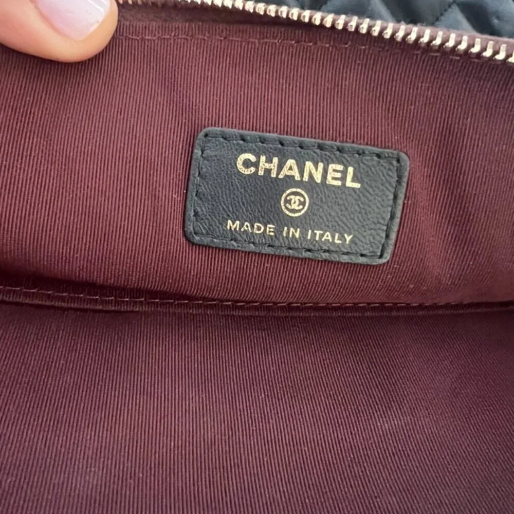 CHANEL black leather