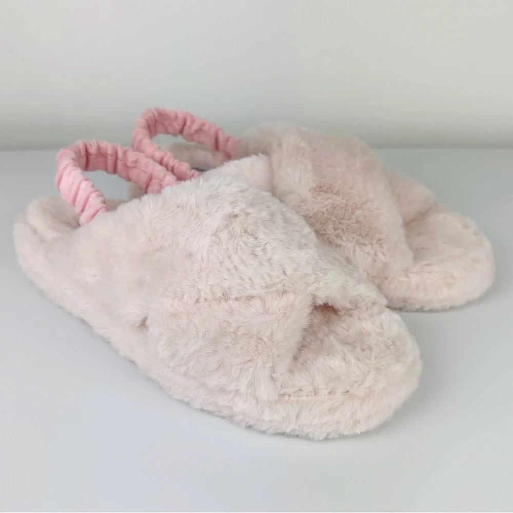 Treasure & Bond Girls Addie Faux Fur Slingback Slippers Pink Size 4