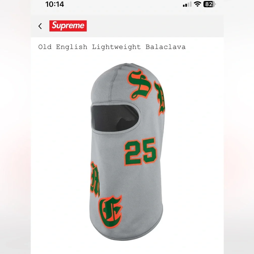 Supreme Gray Balaclava with Green and Orange Accents