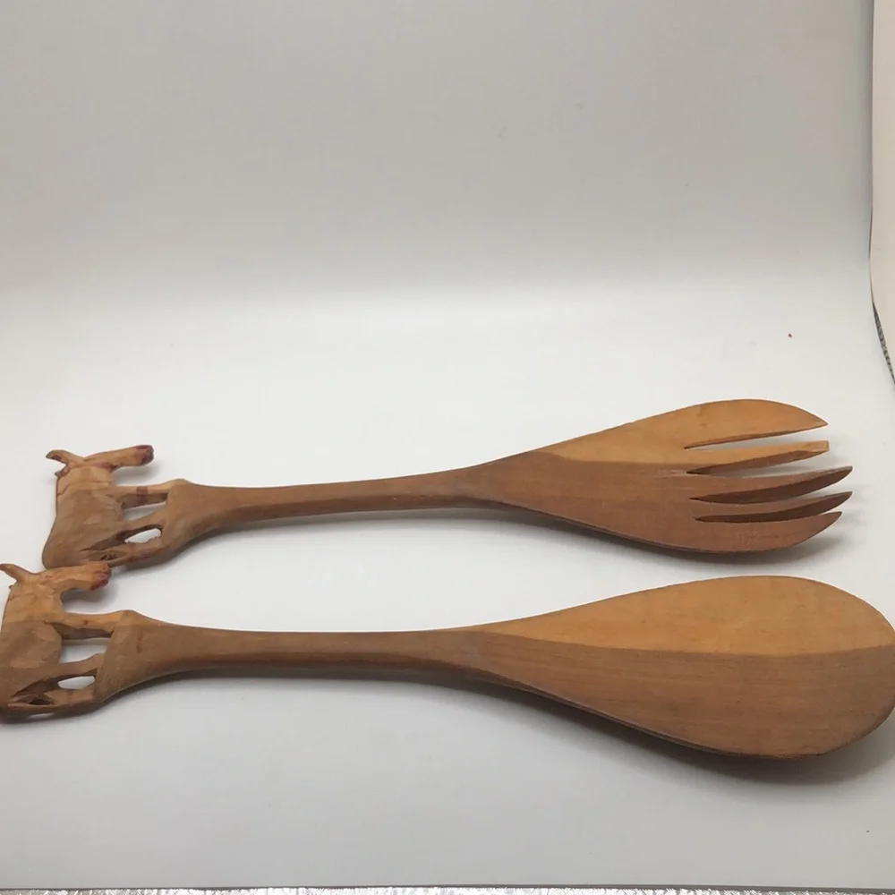 Artisan Brown Wooden Serving Utensils