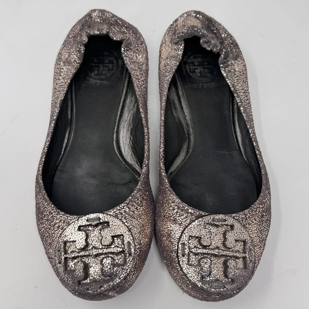Tory Burch “Reva” Vintage Metallic Ballet Flats – Size 5