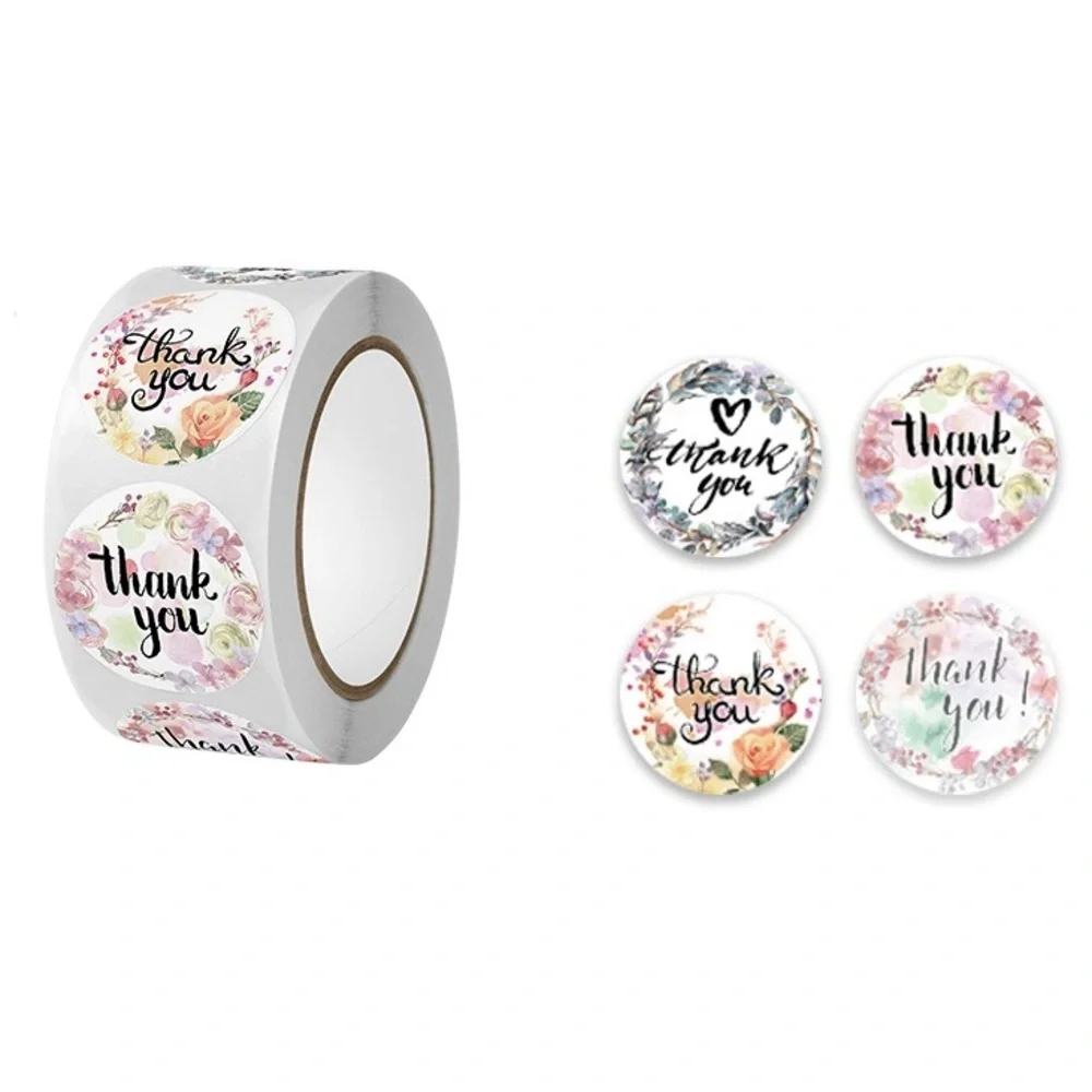 500 Floral Thank You Stickers
