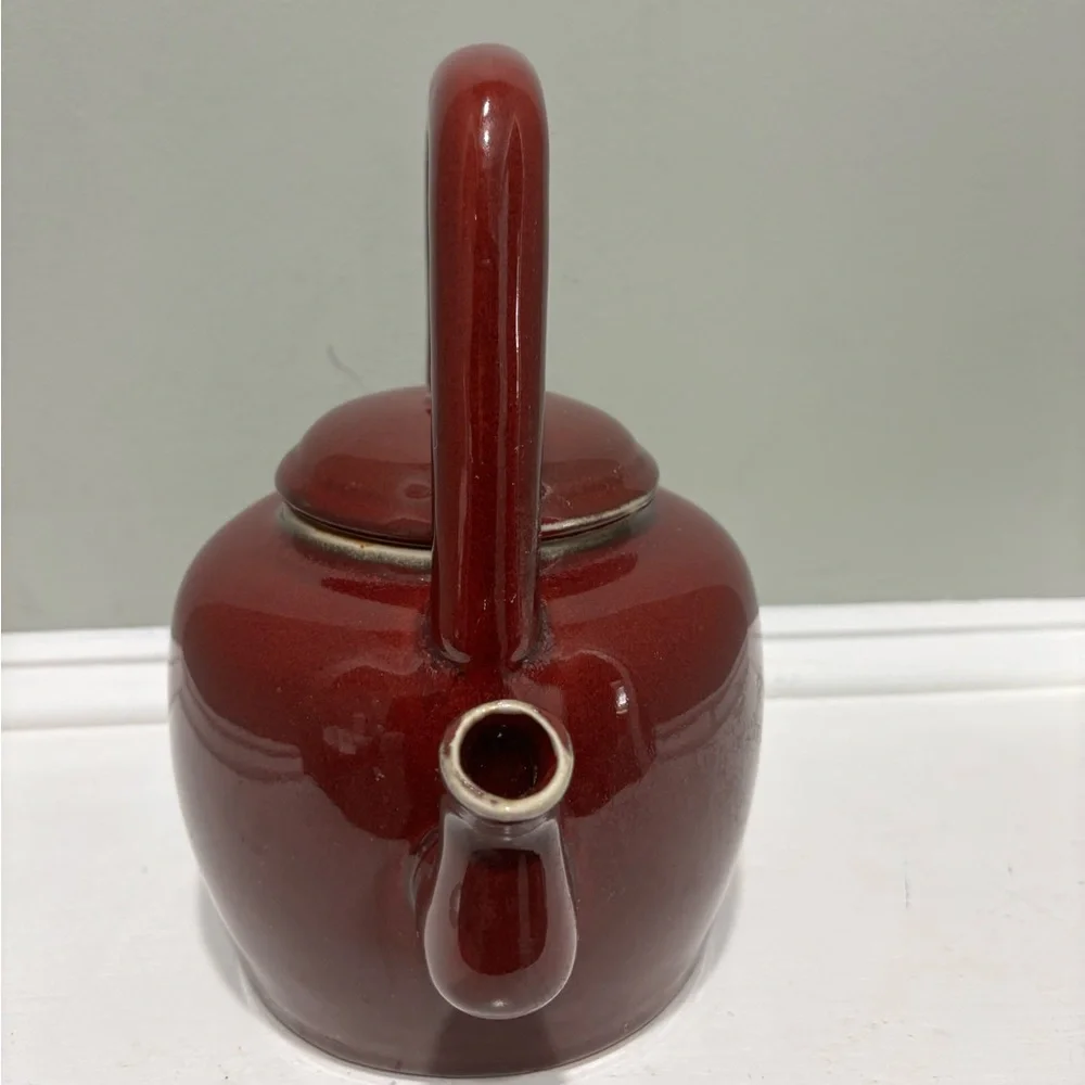 Vintage Artland Ceramic Stoneware Dk Red Tea Kettle Teapot w/ Top