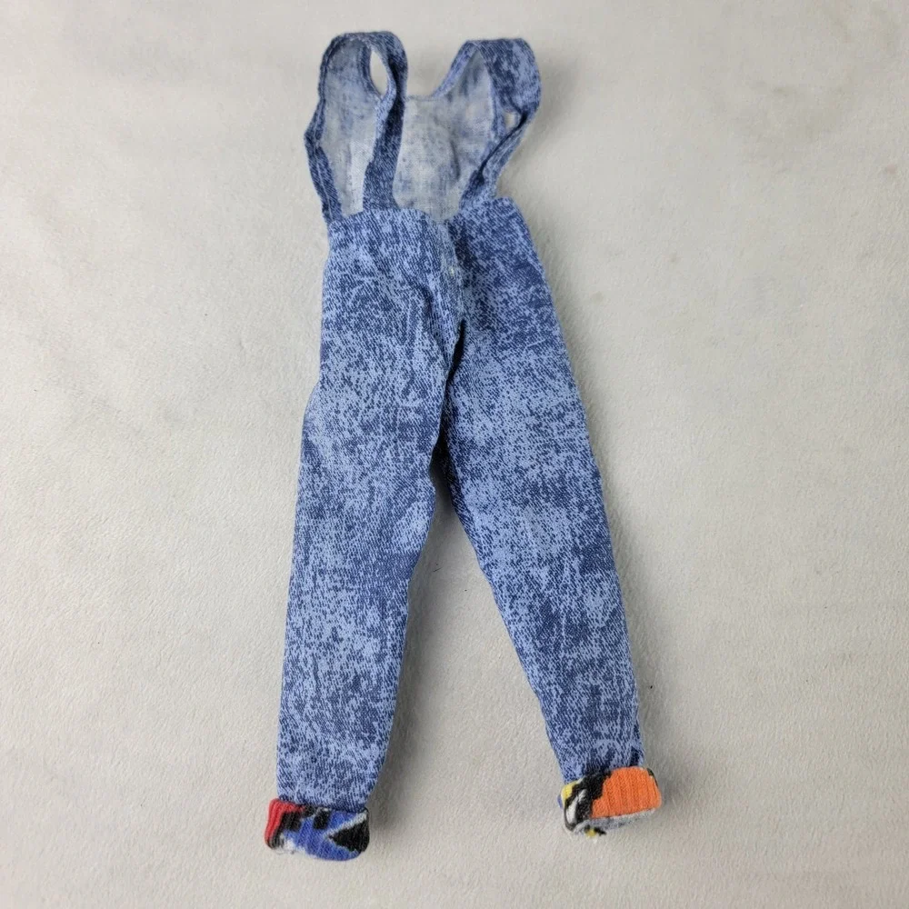 Vintage Barbie Clothes Fashionista Blue Bibs Overalls 80s Cloth Accessory