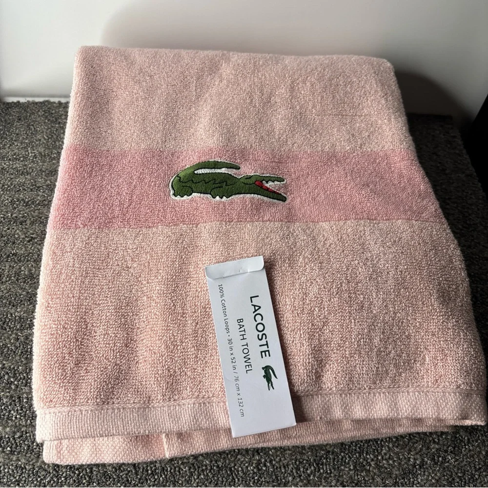 Lacoste Soft Pink Cotton Bath Towel 30 x 52