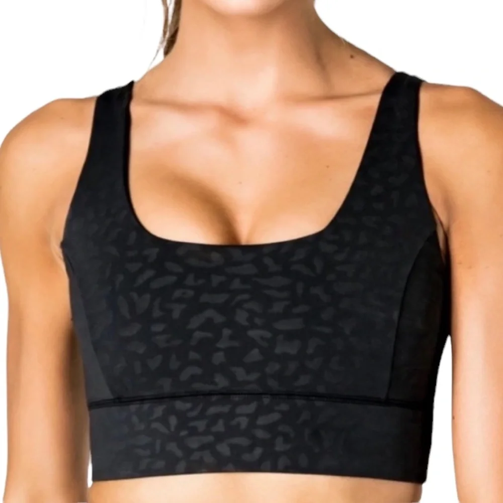 IVL | Chi Chi Power V-Back Scoop Neck Sports Bra Black Cheetah Print Size 4