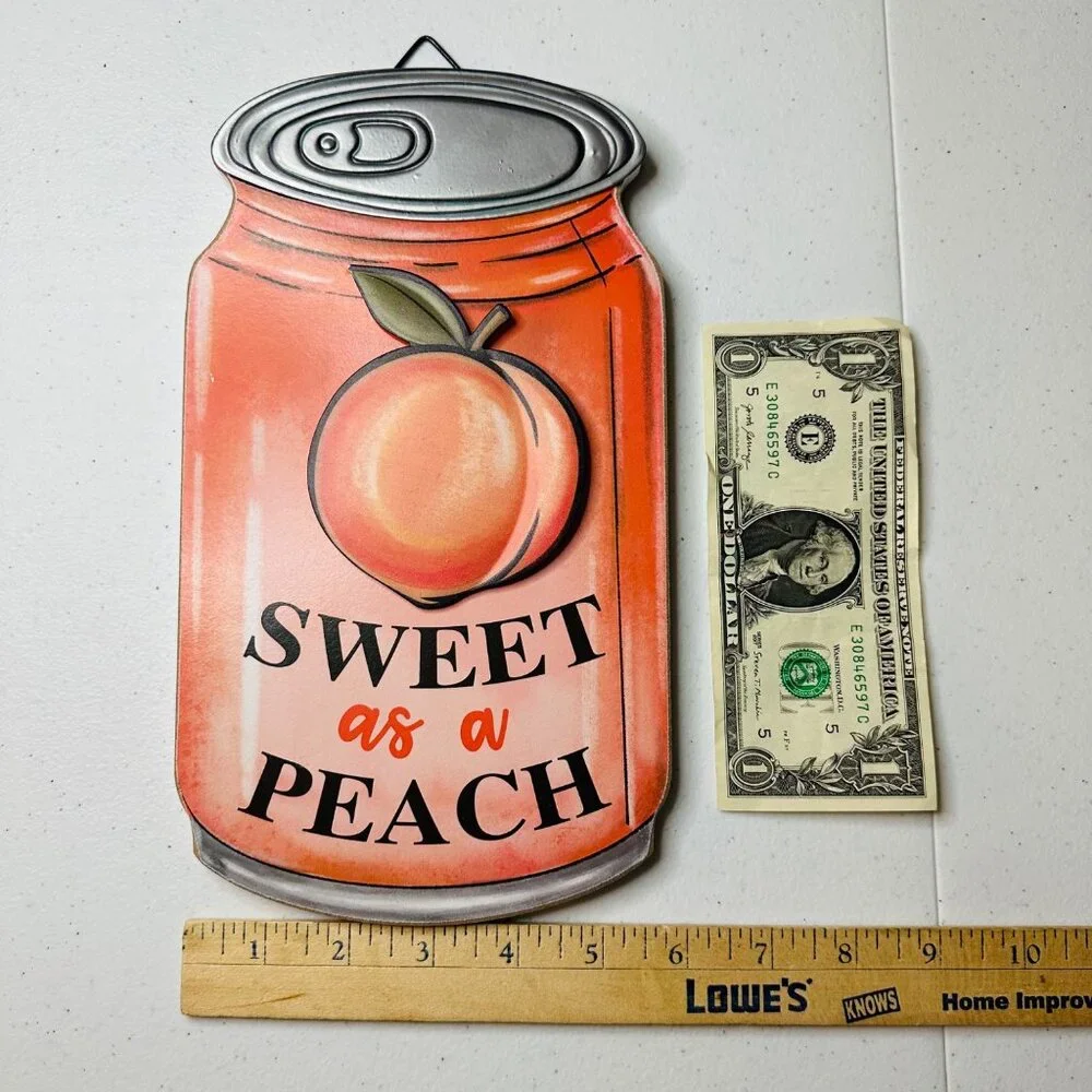 Sweet As A Peach Wall Plaque Sign Home Decoration with Metal accents Wall Sign