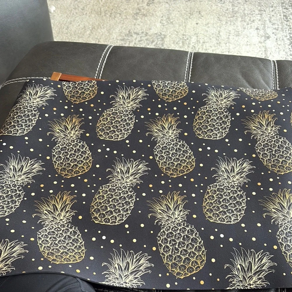 Pineapple Patterned Black and Gold Door Mat Non Skid