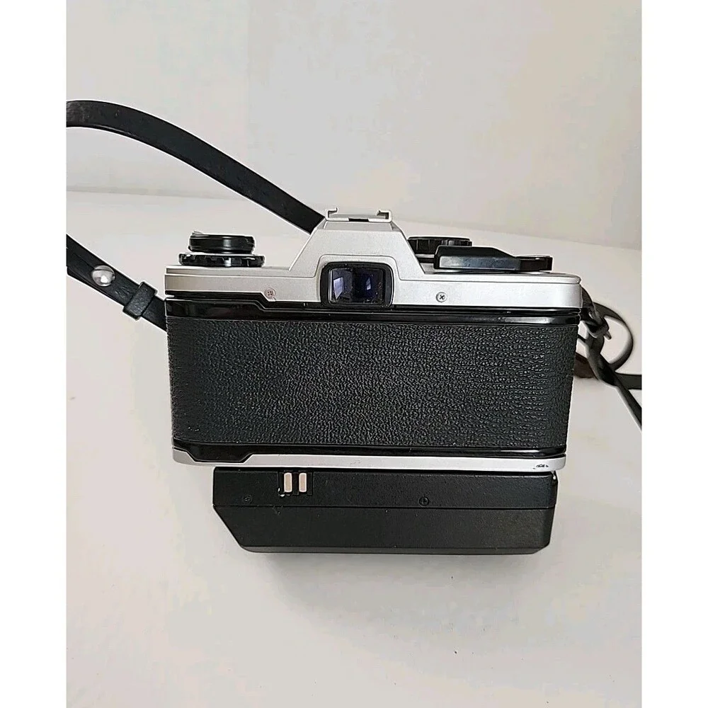 Vintage Olympus OM-10 35mm film Camera Soligor 70mm F2.5/3.5 Lens And winder