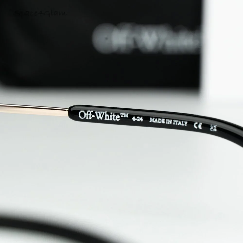 Off-White Men Sunglasses Gold Blue Rectangular OERI13N TAMPA 7640 NEW