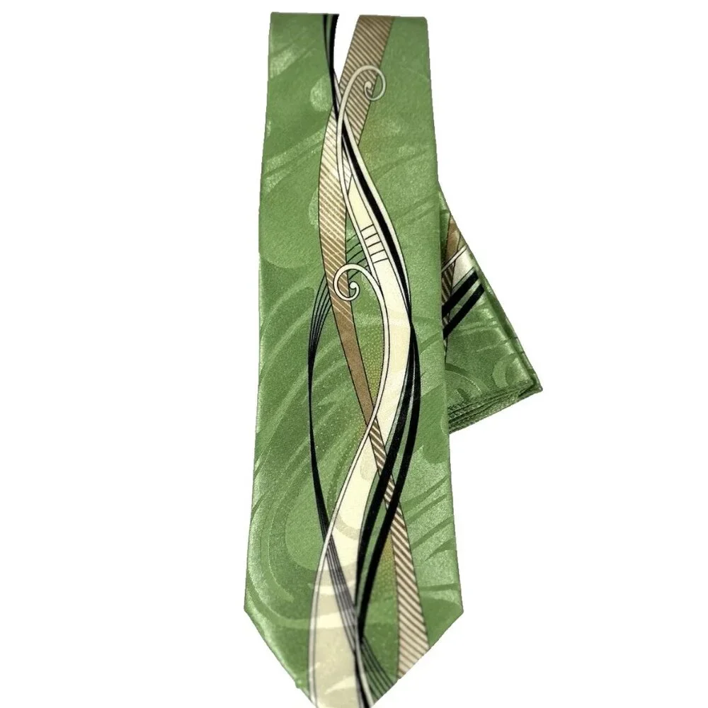 Da Ciro Boys Tie Hanky Set Green Black Beige Bone 3