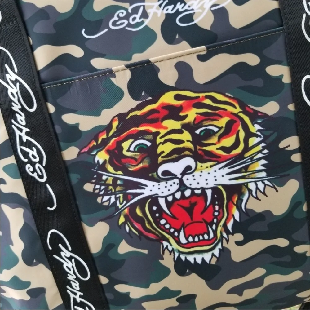 Ed Hardy camo Tiger gym travel unisex duffel bag NWOT