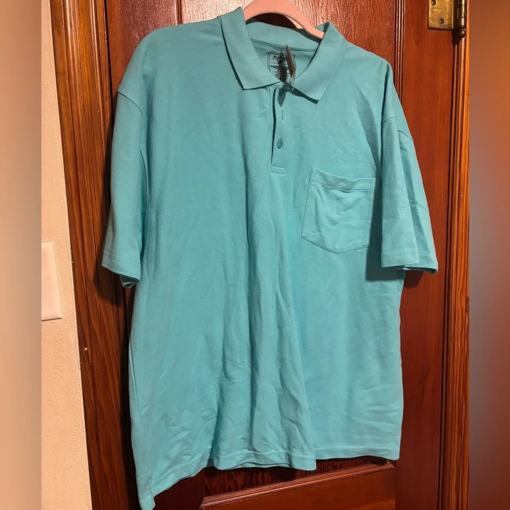 FOX FIRE Men’s Teal Blue Short Sleeve Collared Polo Shirt Size XL