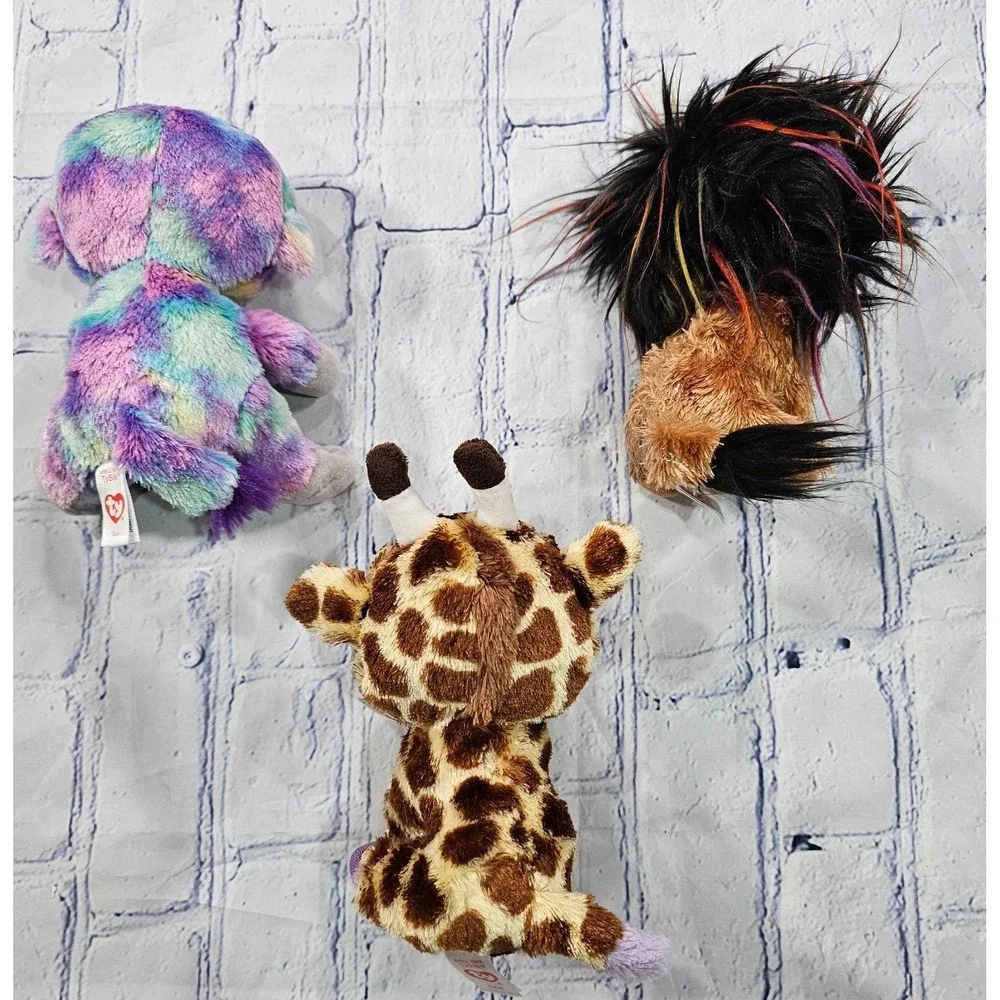 LOT OF 3 Ty Beanie Boos Safari Giraffe Ramsey Lion Zuri Monkey 6