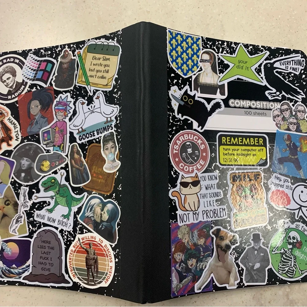 Brand New Sticker-Covered Composition Notebook. One-of-a-Kind