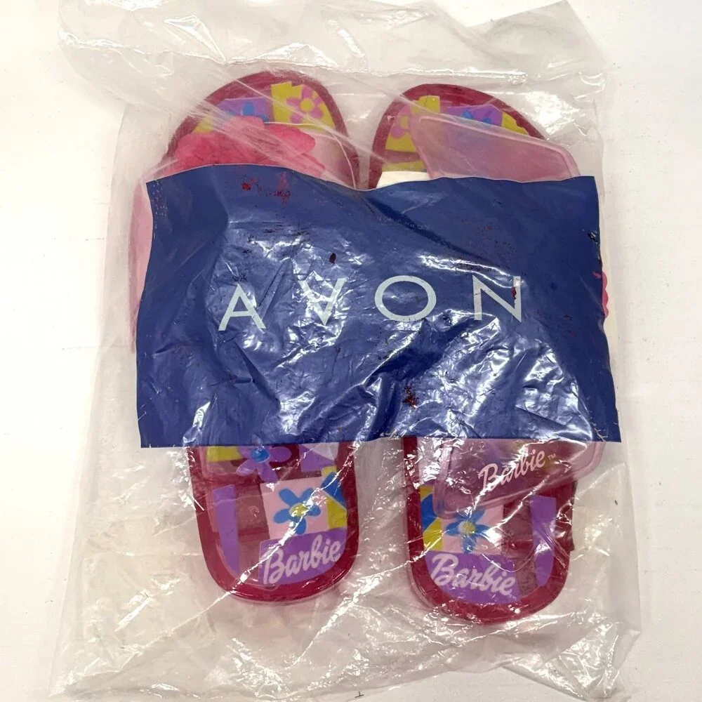 Barbie Avon Girls Pink Sandals Slides Jelly Glitter Sandals Girls Size XL (2/3)