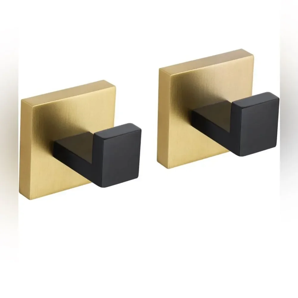 Bathroom Kitchen Robe Hook Black and Gold Wall Mount are Stainless Steel