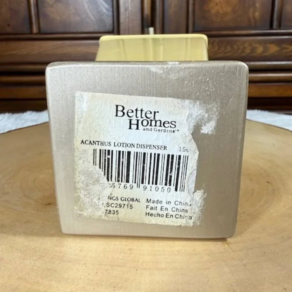 Vintage Better Homes and Gardens Acanthus Yellow Ceramic Lotion Soap Dispenser