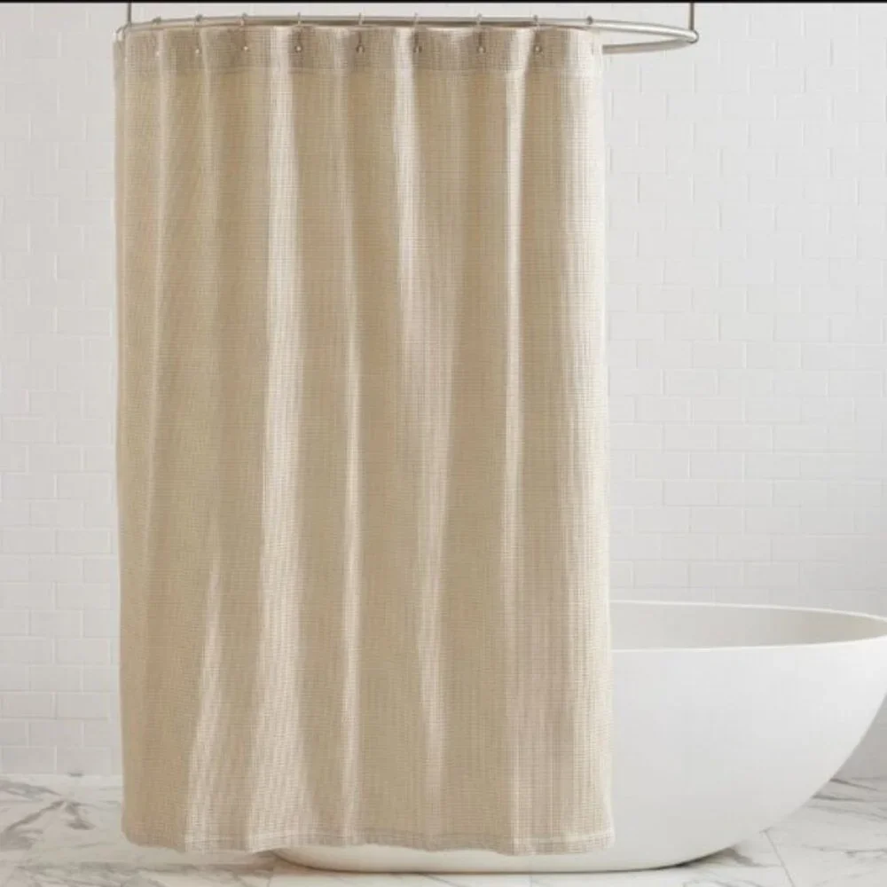Pottery Barn Waffle Weave 100% Cotton Shower Curtain in Oatmeal (NWOT)