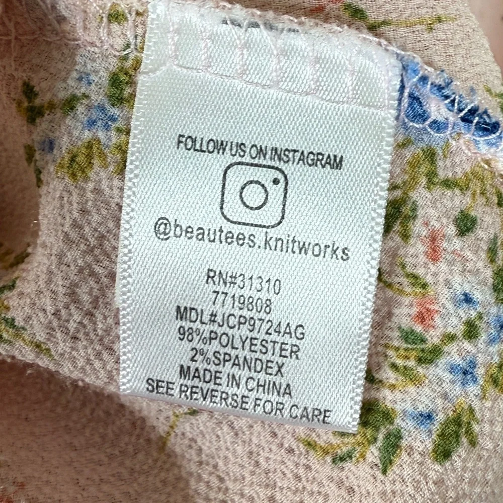 Knit Works Pink Floral Ruffled Boho Dress Girls XL 16