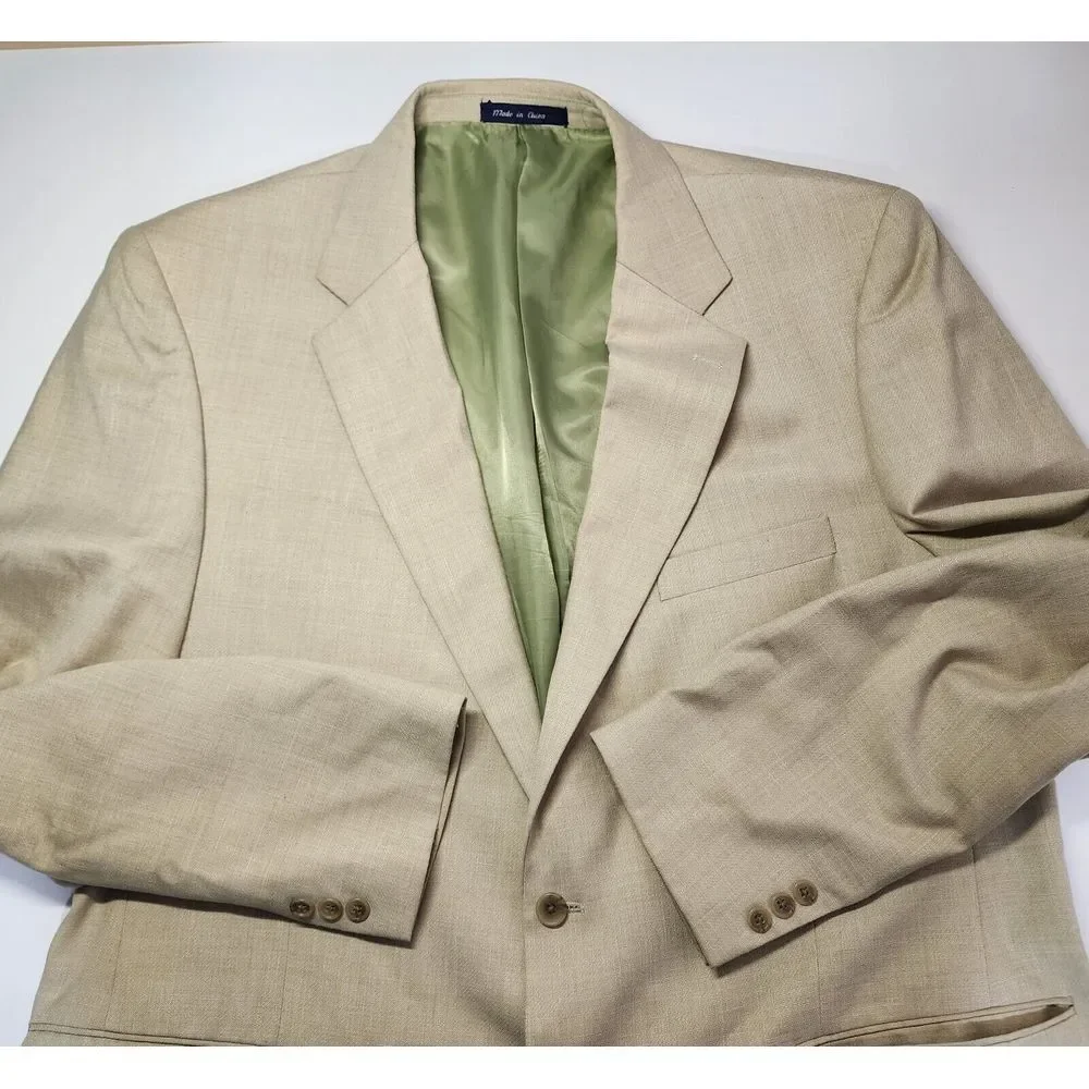 Alan Flusser Mens‎ Size 48L Beige/Tan Polyester/Viscose Blazer