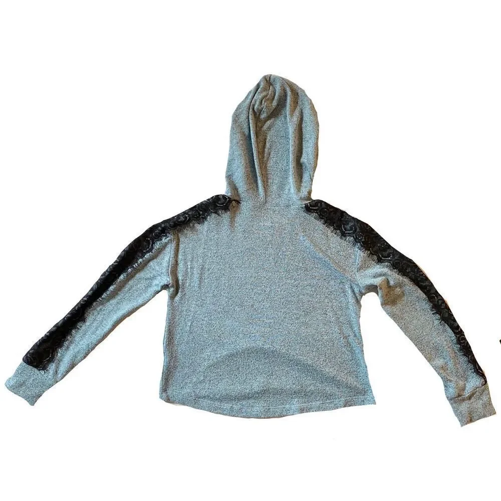 Justice Girl’s Long Lace Sleeve Hoodie Shirt Size 6/7