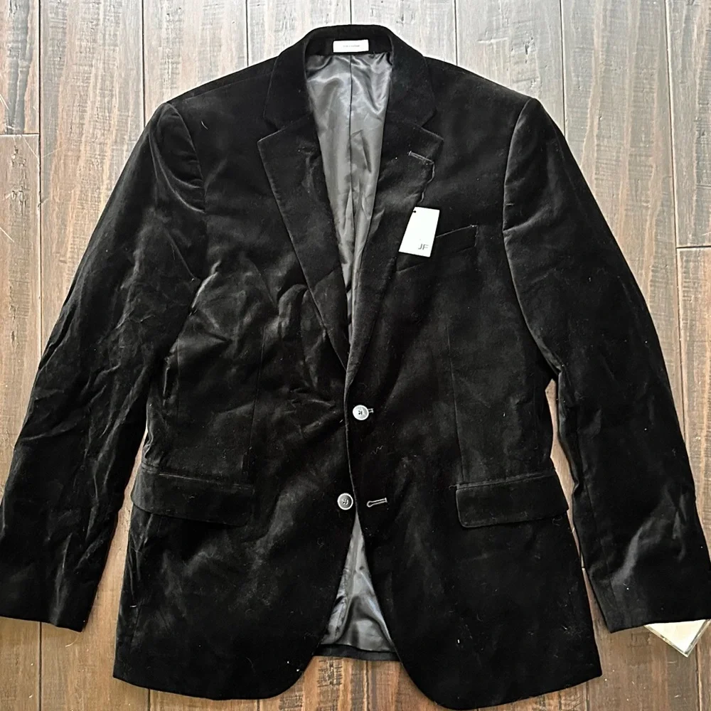 JF J.Ferrar Classic Black Velvet Blazer