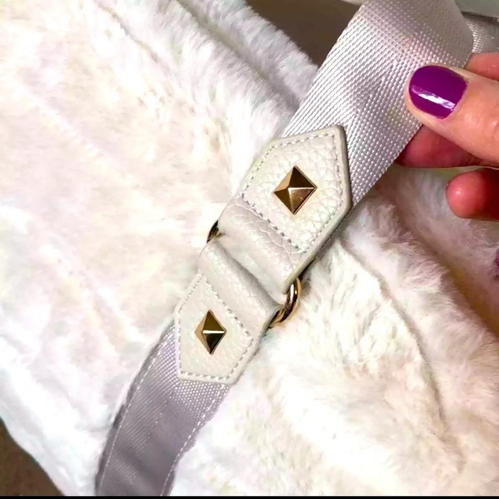 Cynthia Rowley Cream Faux Fur Tote