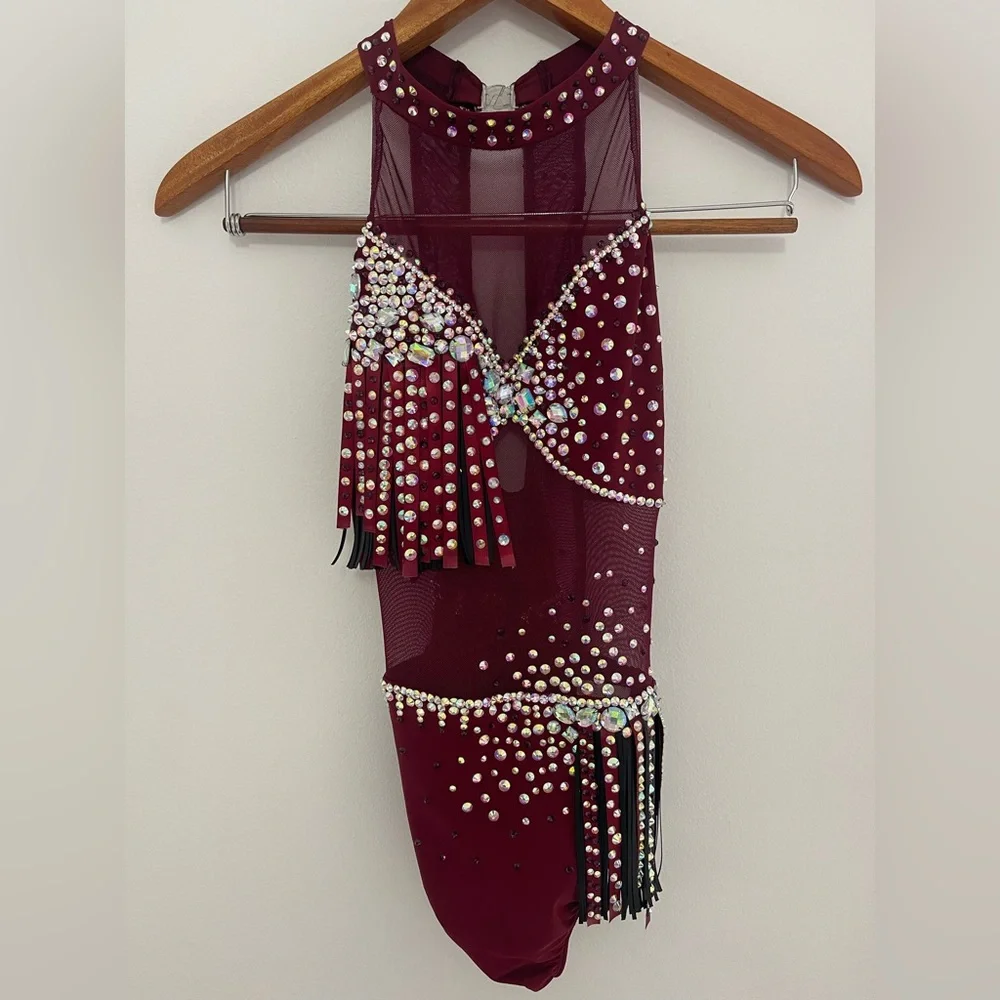 Dance Costume Semi Custom Bryn•Lavinia Base size Adult L, Burgundy