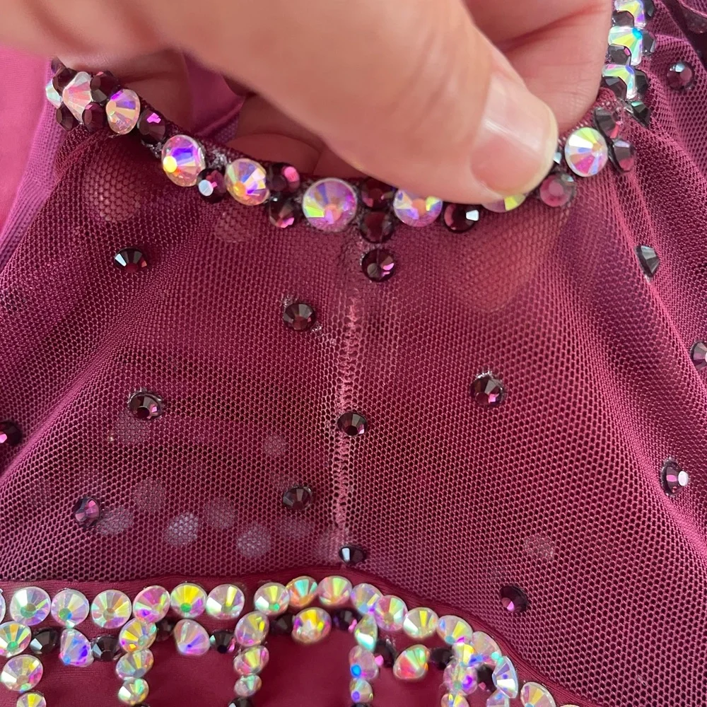 Dance Costume Semi Custom Bryn•Lavinia Base size Adult L, Burgundy
