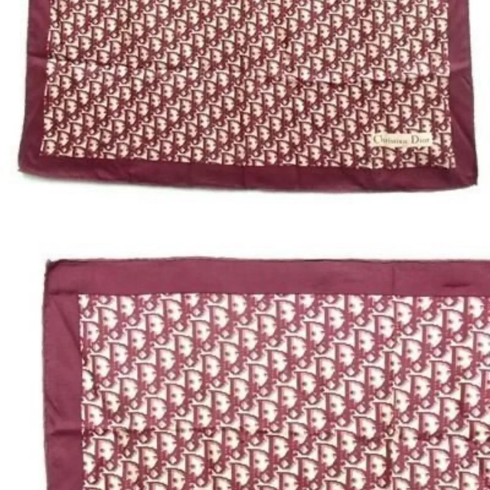 Christian Dior Burgundy Monogram silk Scarf