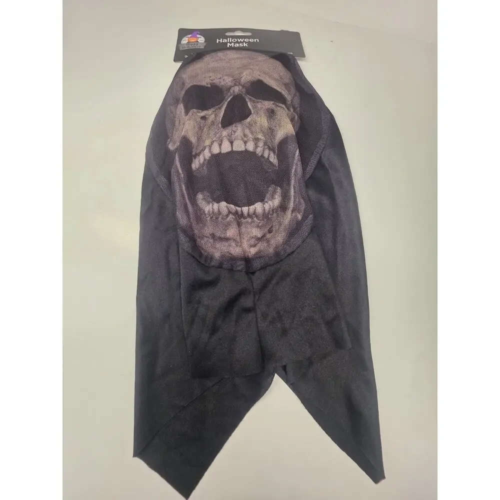Full Face Skull Skeleton Mask Halloween New Free Ship W/ Hood