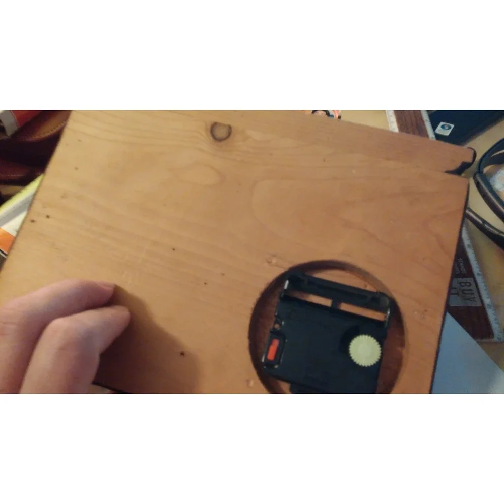 Hand crafted vintage cedar desk clock/pen holder