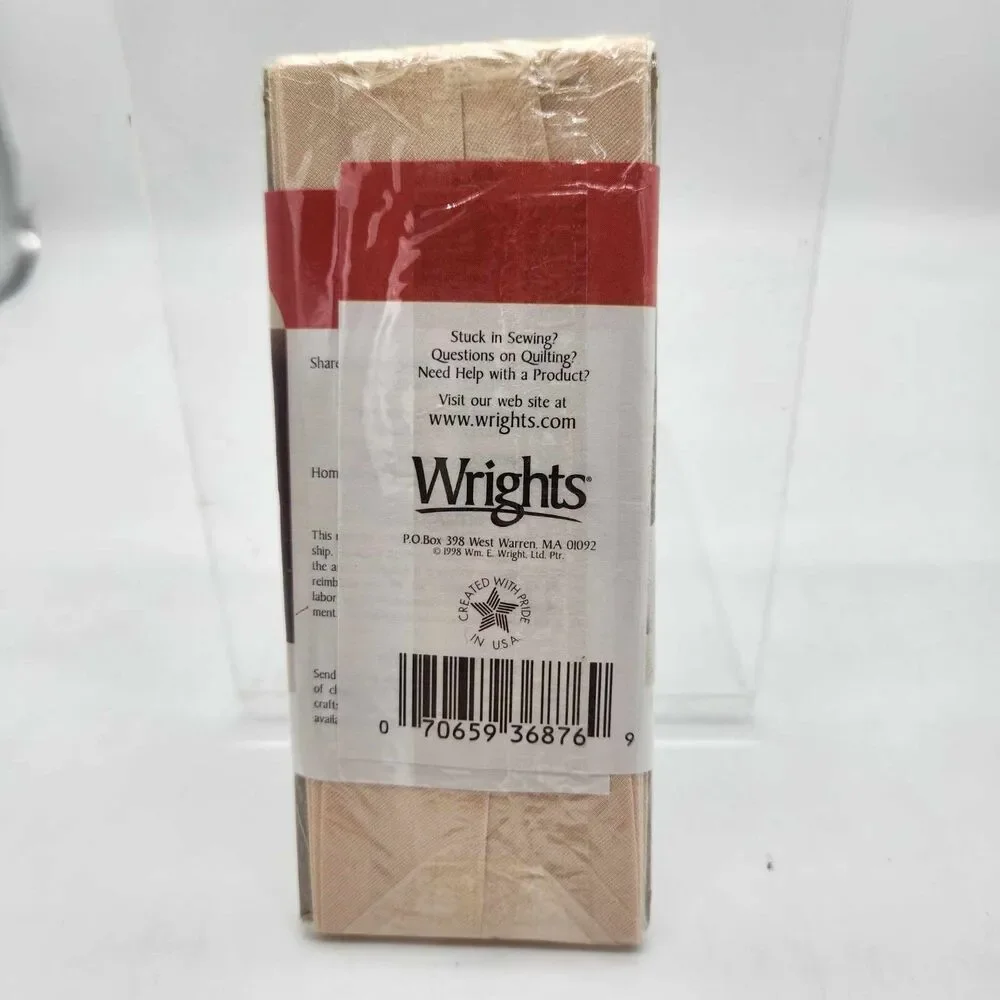 Lot of 2 Wrights Wide Single Fold Bias Tape PC06-714 Petal Peach 7/8