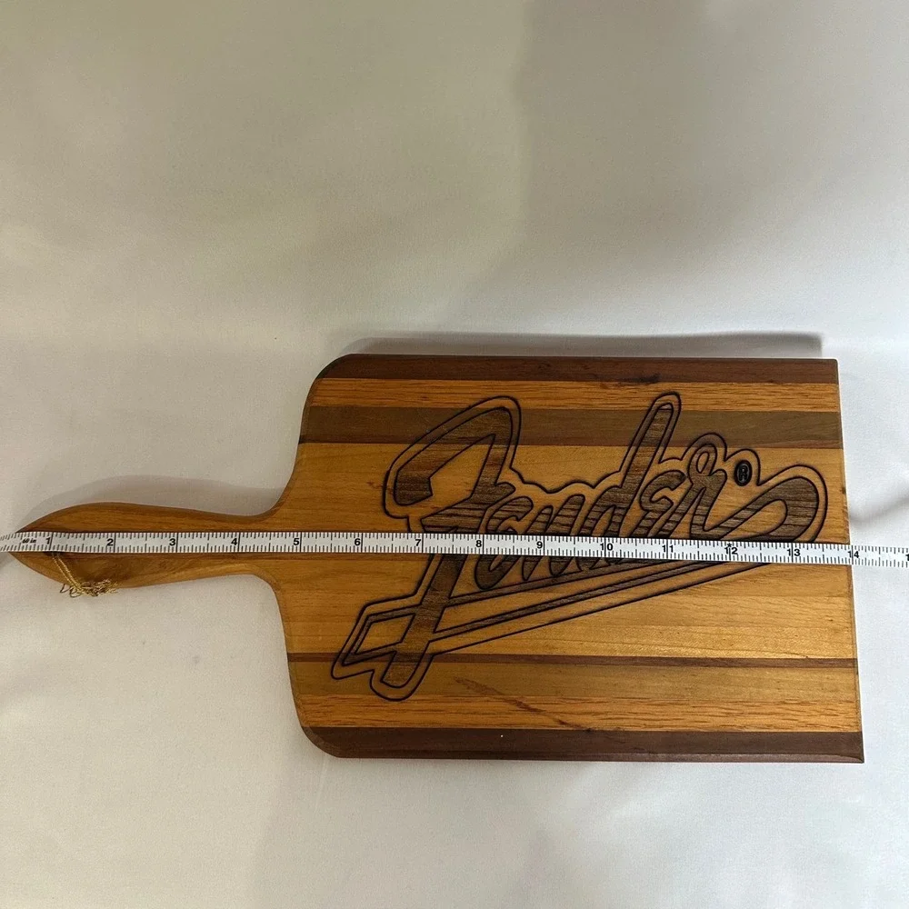 Fender Guitar Logo Wood Cutting Board Kitchen Decor Gift Idea Handmade
